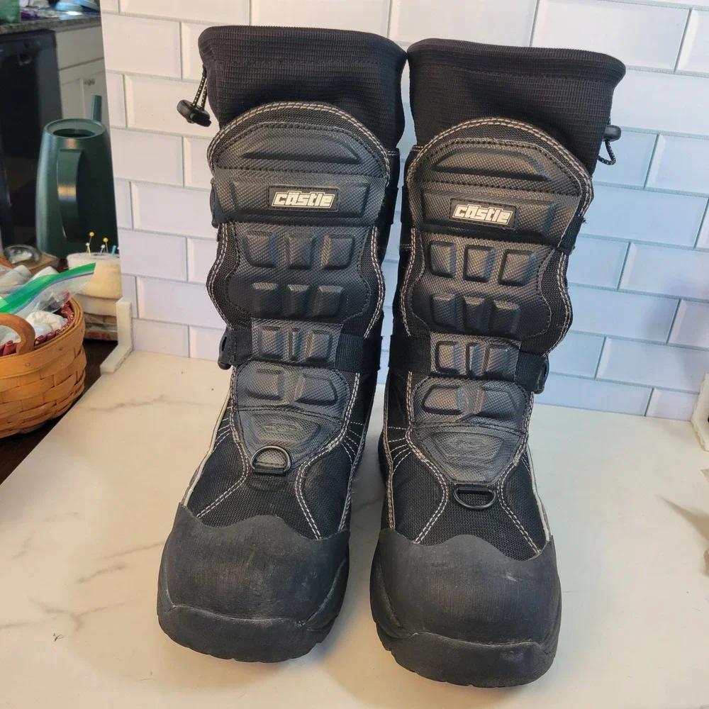 Castle X Barrier 2 Snowmobile Boots Mens 10 Black Dry-X Waterproof Winter Racing